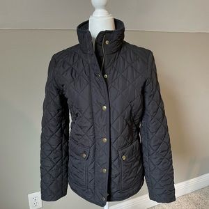 J. Crew Black Quilted Coat, Jacket Size Small